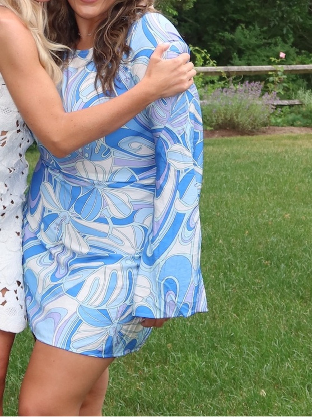 Light Blue Floral Swirl Mini Dress